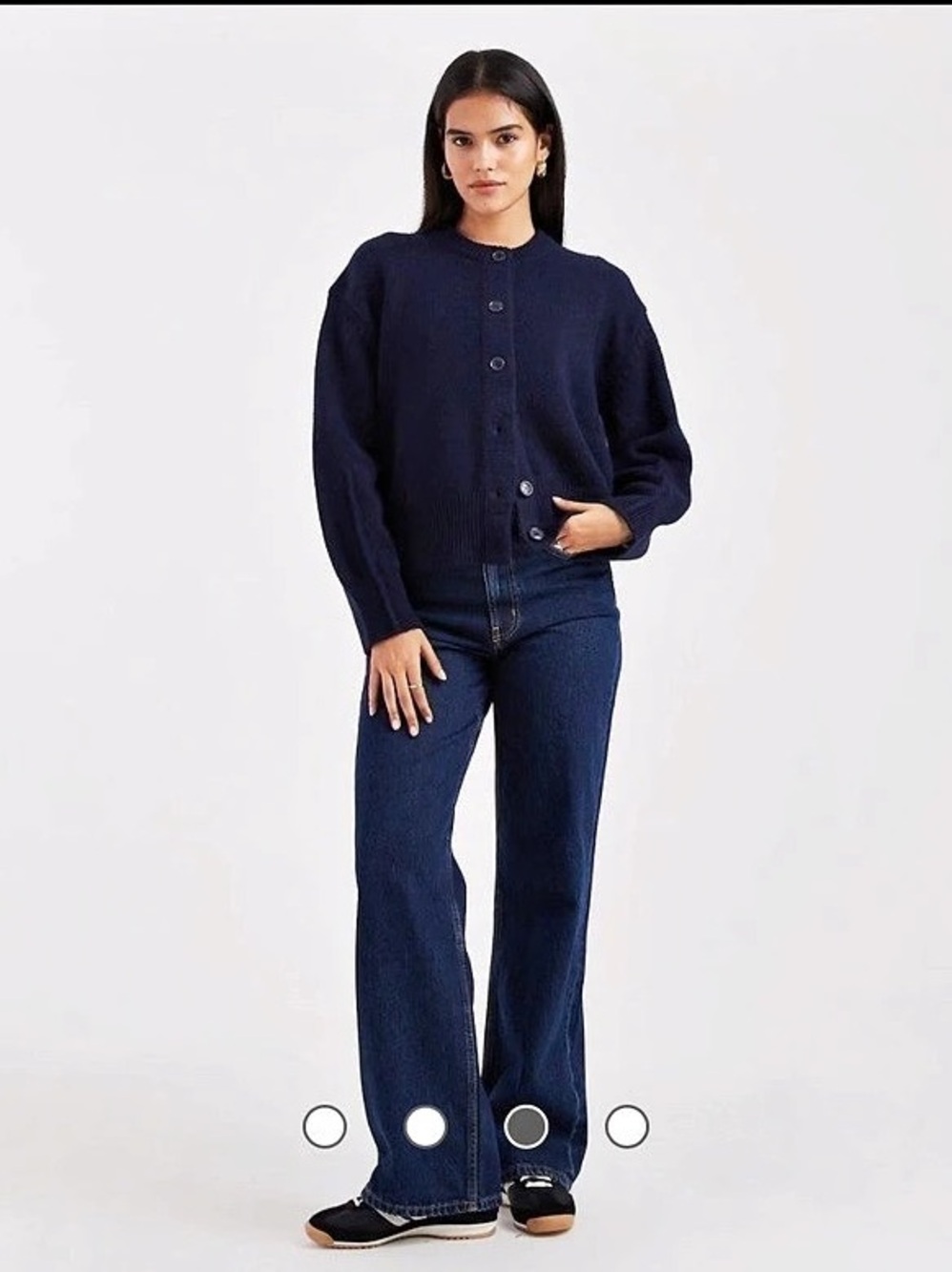 boxy crew neck cardigan Boxy Crew Neck Cardigan in Blue Size Small